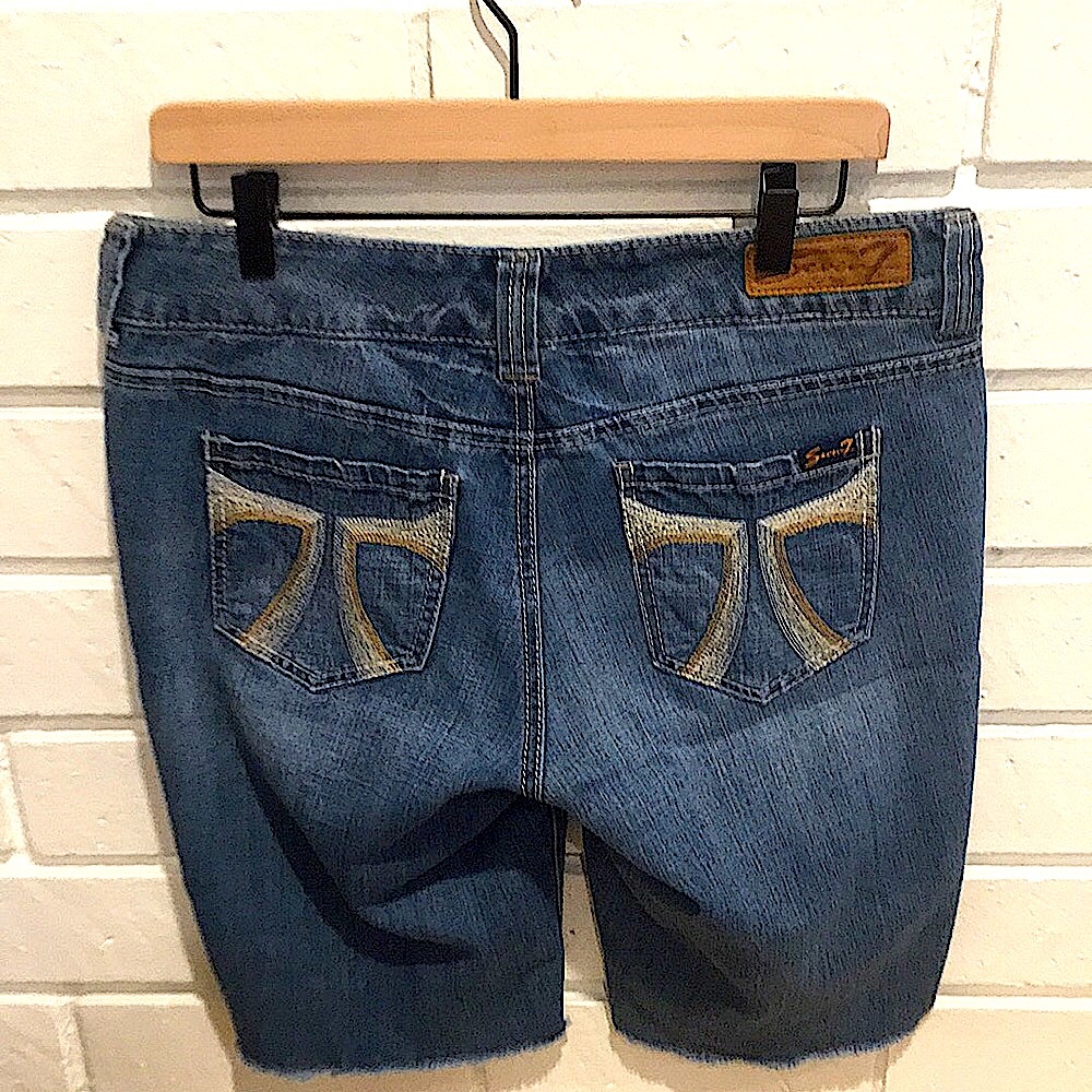 Slightly Distressed Seven7 Long Jean shorts 10